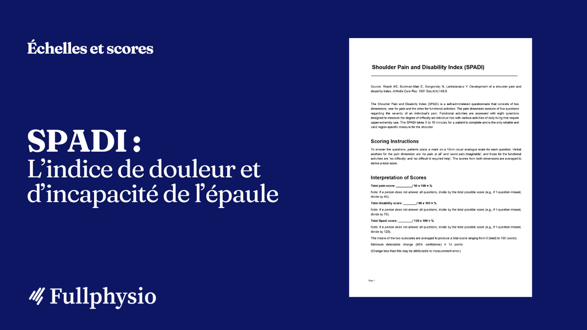 SPADI : L'indice de douleur et d'incapacité d'épaule