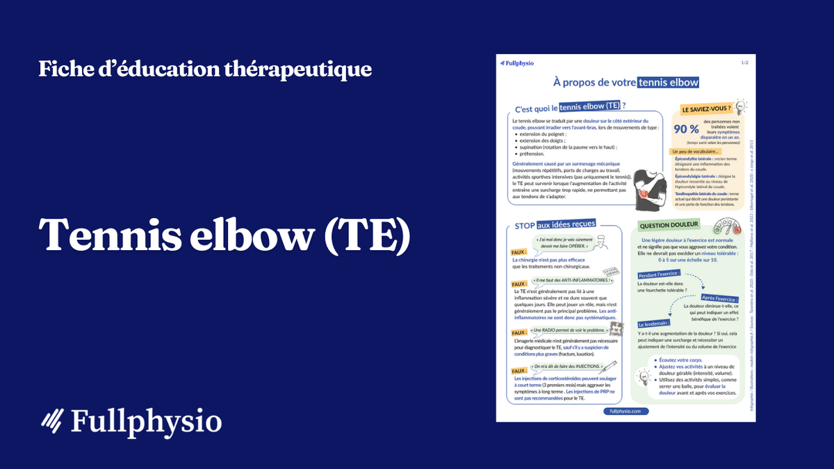 Éducation thérapeutique – Tennis elbow (épicondylite / épicondylalgie latérale)