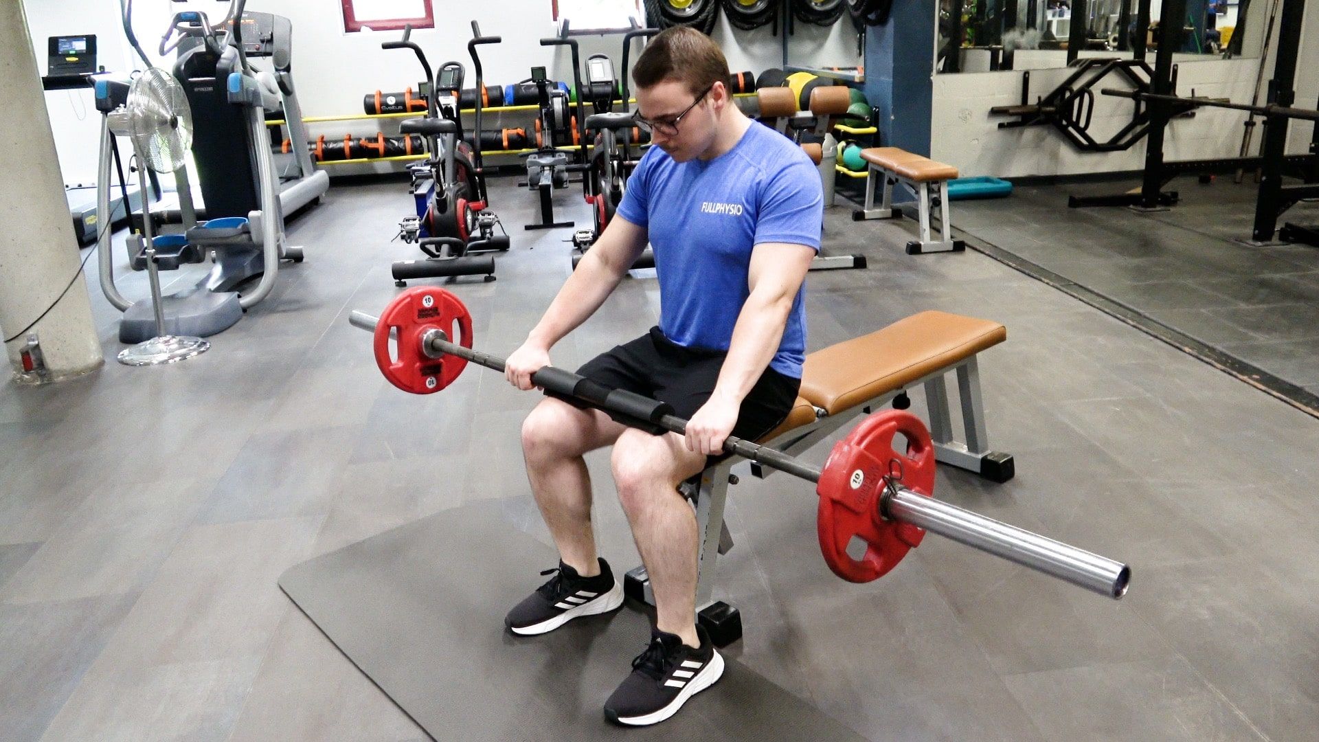 Seated Heel Raises With Barbell, view 1