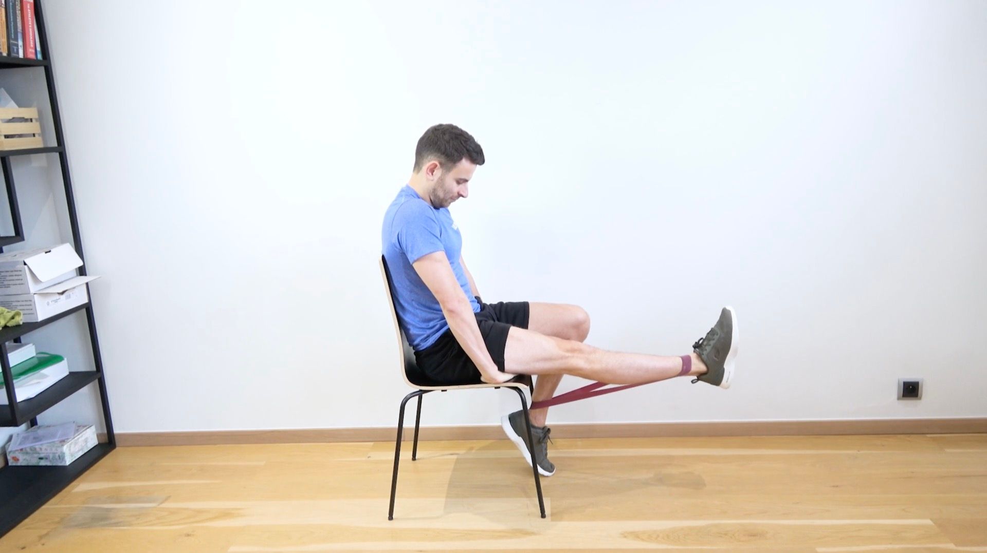 Seated Quadriceps Strengthening With Band Around Ankles
