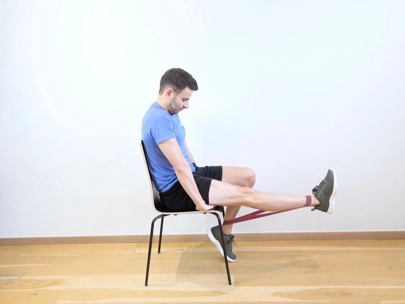 Seated Quadriceps Strengthening With Band Around Ankles, view 2