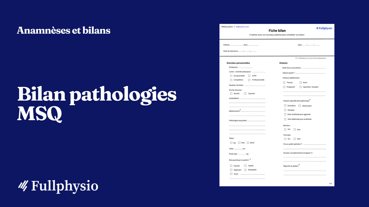 Fiche de bilan pathologies MSQ