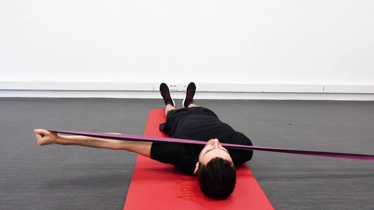 Supine Horizontal Shoulder Abduction With Elastic Band