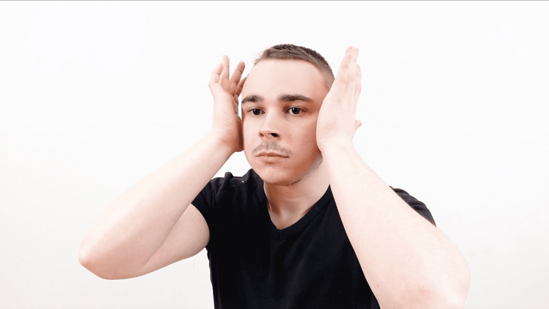 Masseter Muscle Stretching With Mouth Opening, view 1