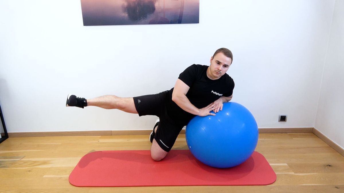 Side-Lying Hip Abduction on Swiss Ball