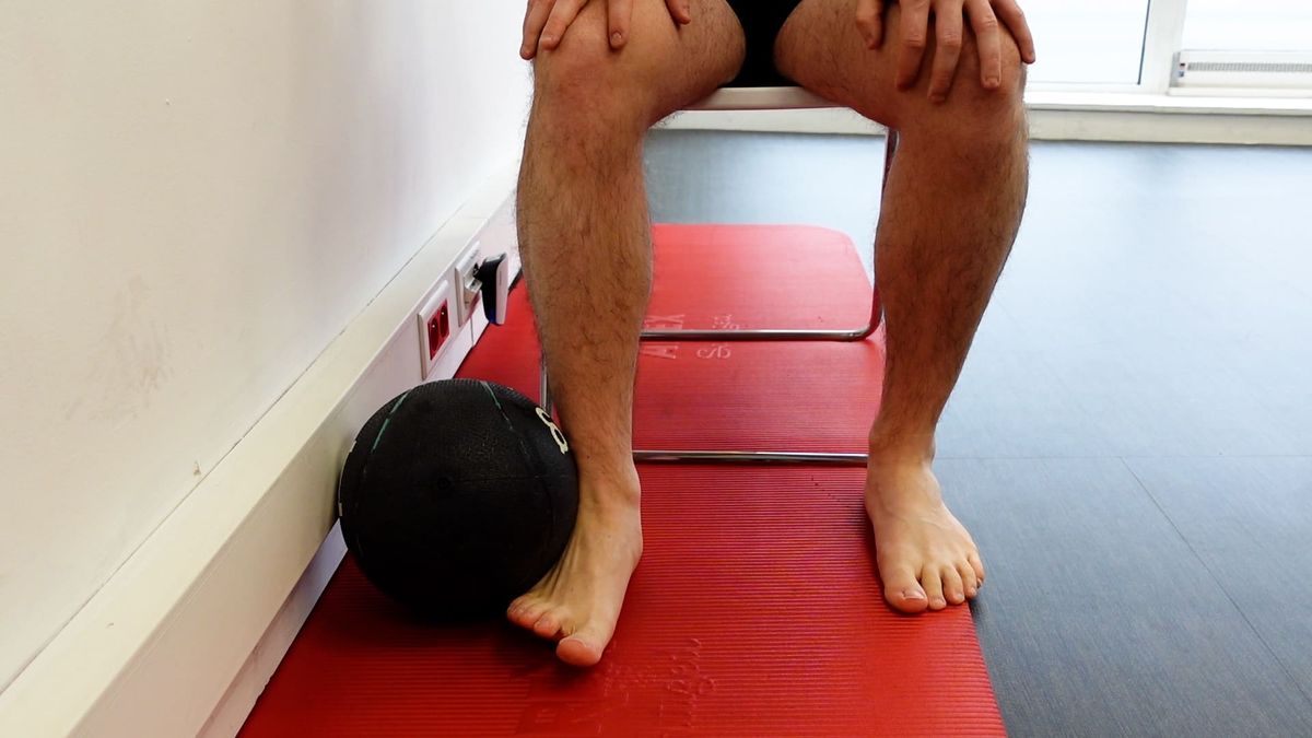 Seated Isometric Evertor Strengthening With Ball Against Wall
