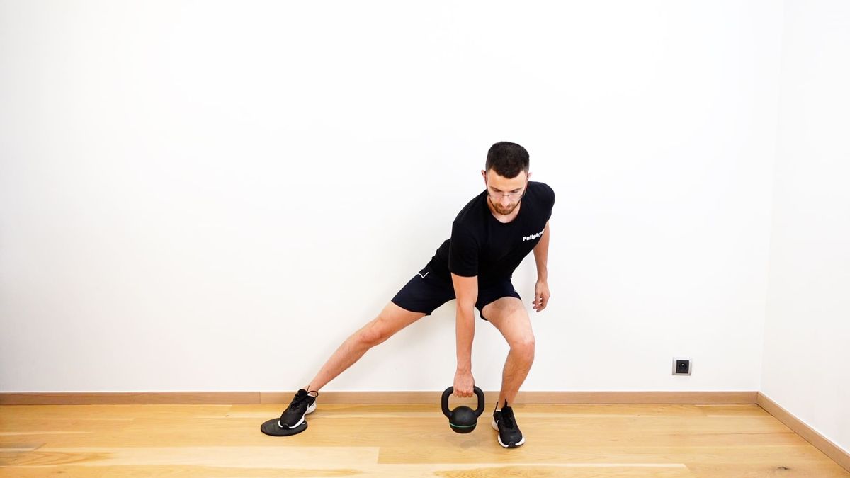 Sliding Side Lunge With Kettlebell