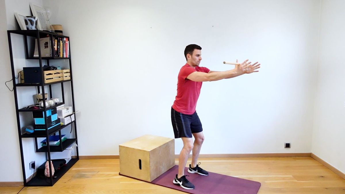 Réception saut avec feedback du bâton