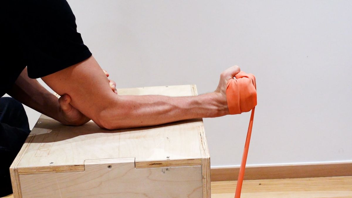 Radial Inclination Strengthening With an Elastic Band, Forearm Supported