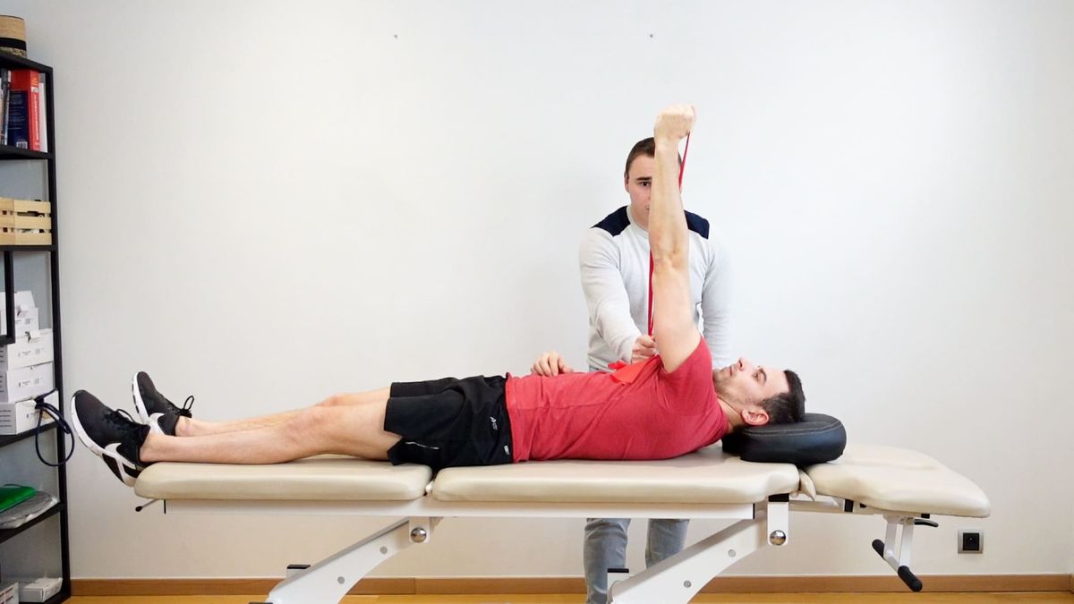 Serratus Anterior Strengthening Supine With an Elastic Band