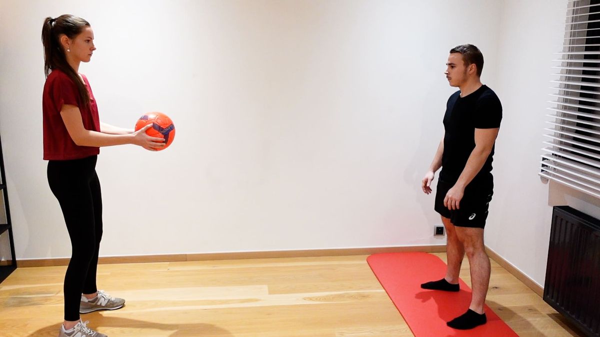 Catching Ball With Bent Legs