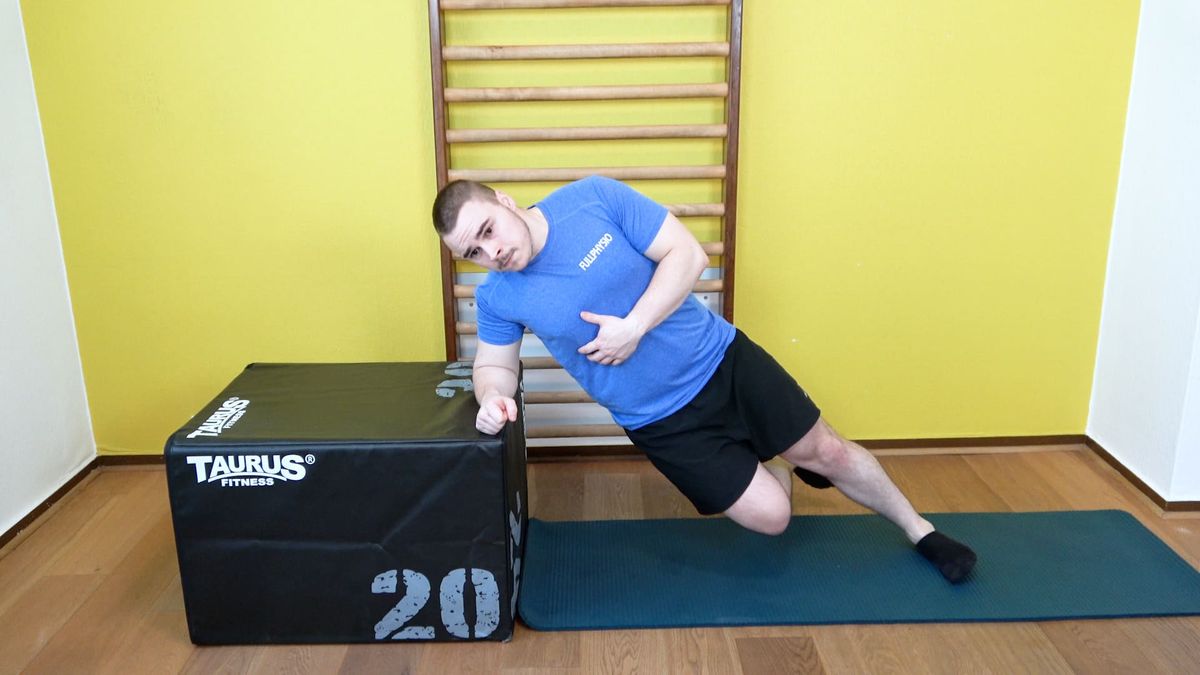 Kneeling Adductor Side Plank With Hand on Box