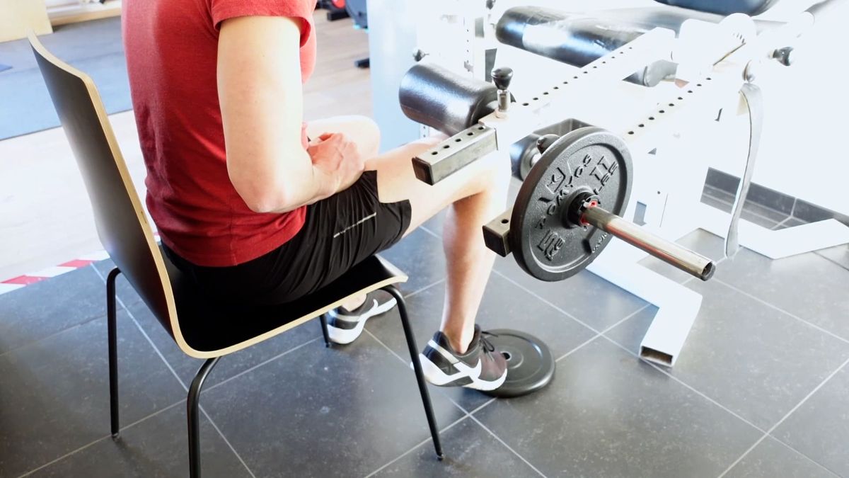Plantar Flexion Strengthening Seated With a Dumbbell on the Thigh