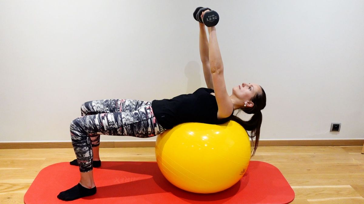 Dumbbell Press on Swiss Ball