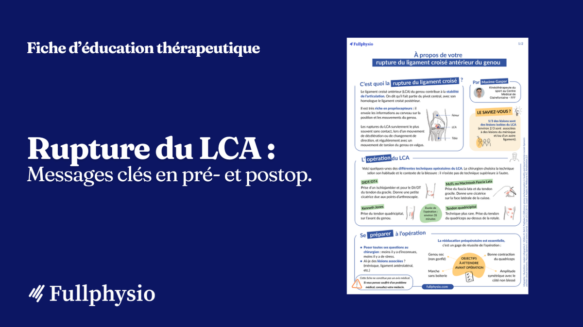 Éducation thérapeutique – Rupture du LCA : Messages clés en pré- et postop.