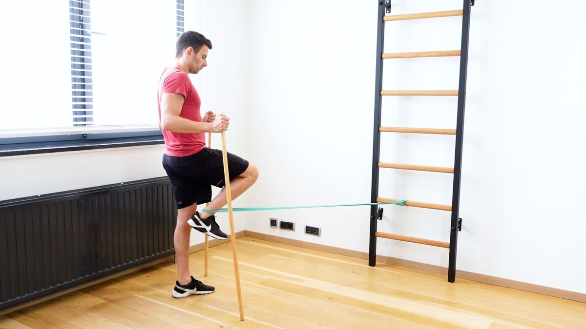 Standing Hamstring Strengthening With Elastic Band