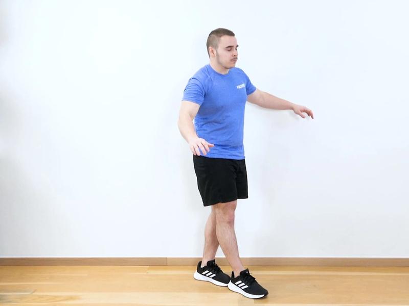 Equilibre pieds en tandem yeux fermés, vue 2