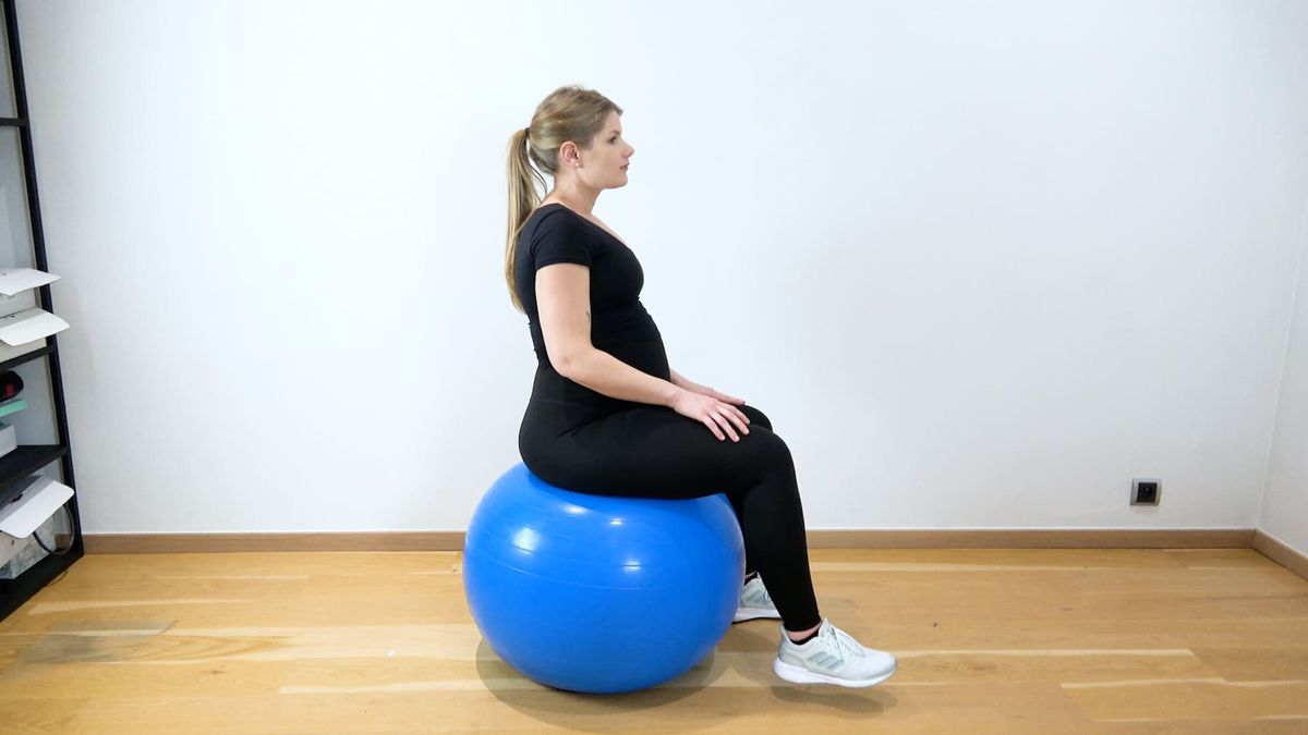 Foot Raise While Seated on Swiss Ball & Pelvic Floor Activation