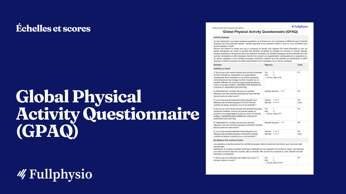 Global Physical Activity Questionnaire (GPAQ)