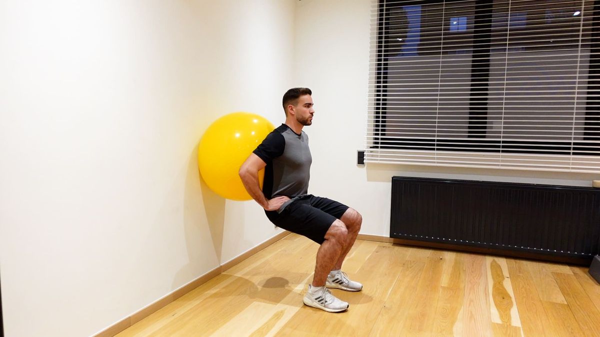 Squat With Swiss Ball