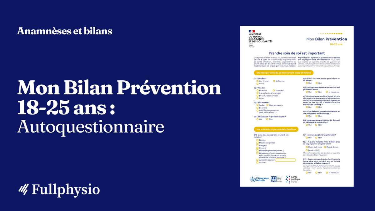 Mon Bilan Prévention 18-25 ans : Autoquestionnaire