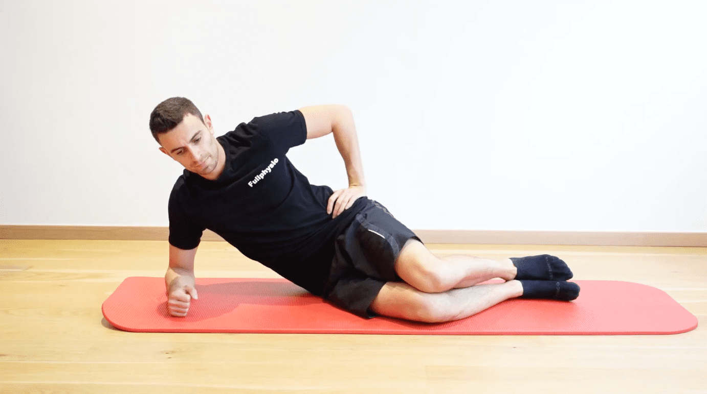 Gainage latéral hanches & genoux fléchis, vue 1