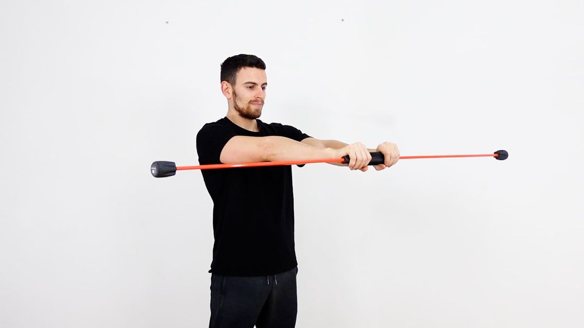 Oscillation Bar Exercise With 90° Shoulder Flexion Using Both Hands