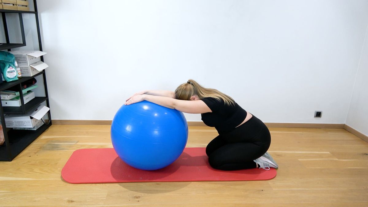 Child's Pose With Swiss Ball