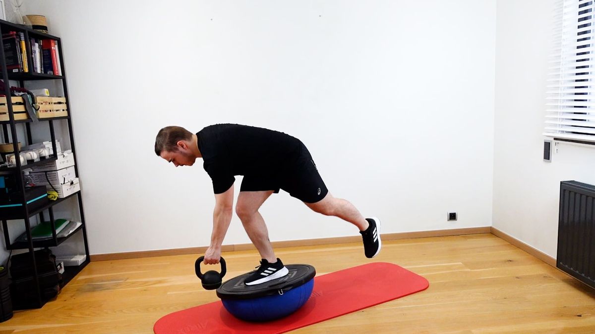 Stability on Bosu With One-Leg Deadlift
