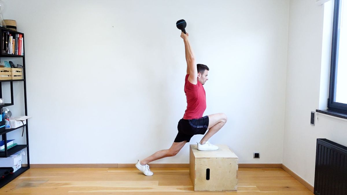 Kettlebell Swing With Step-Up on Box