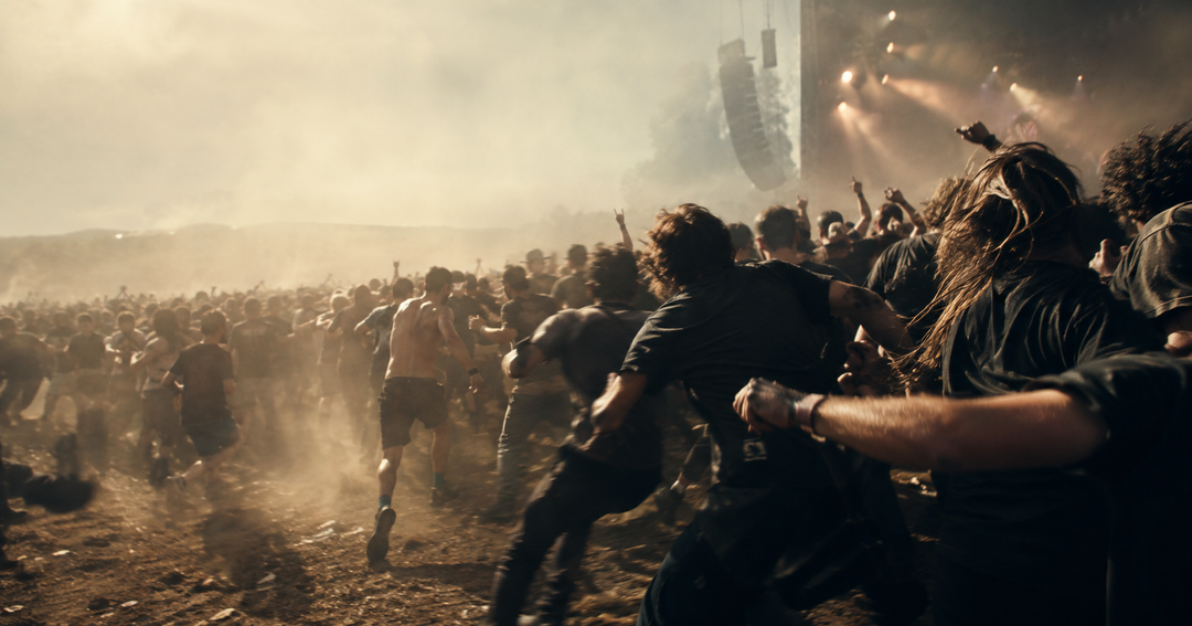 Fans in a mosh pit
