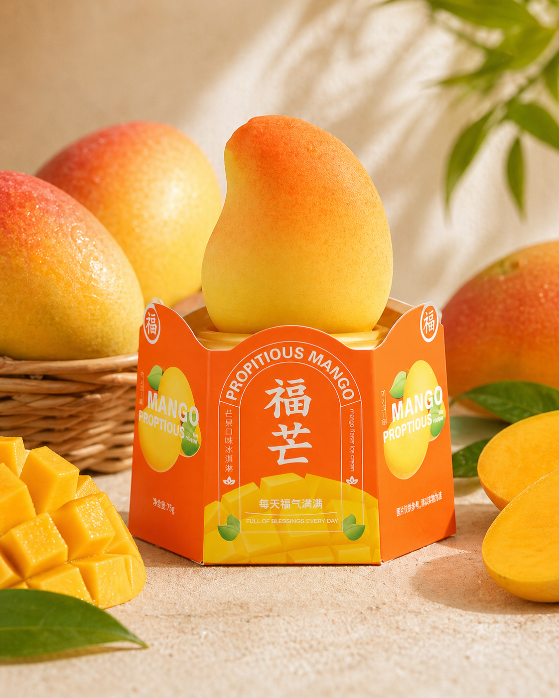Mango-shaped 3D ice cream product for LLB Food Distribution