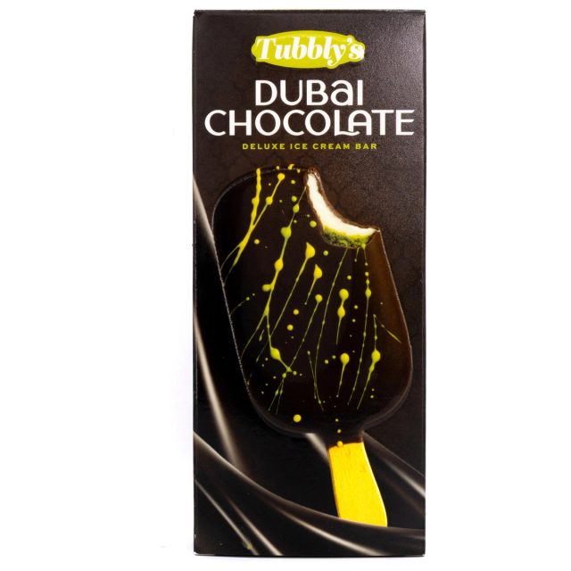 Tubbly's Dubai Chocolate Ice Cream Bar product box