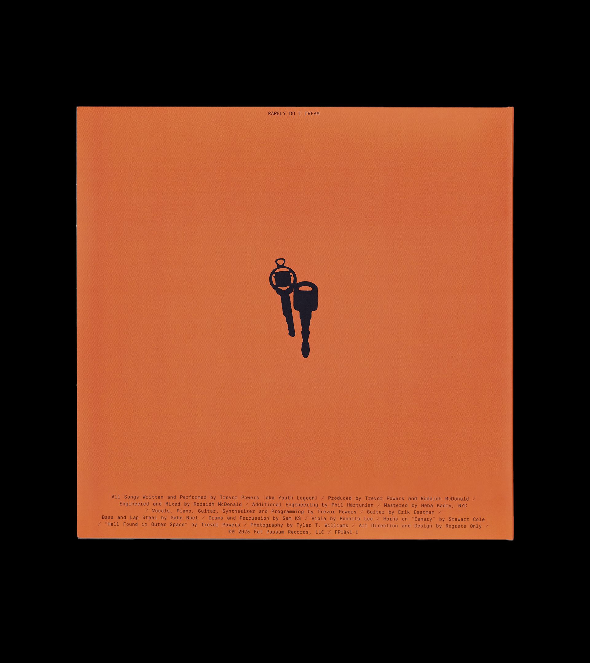 Youth Lagoon RDID vinyl jacket back: orange field with black car key silhouettes and full album credits