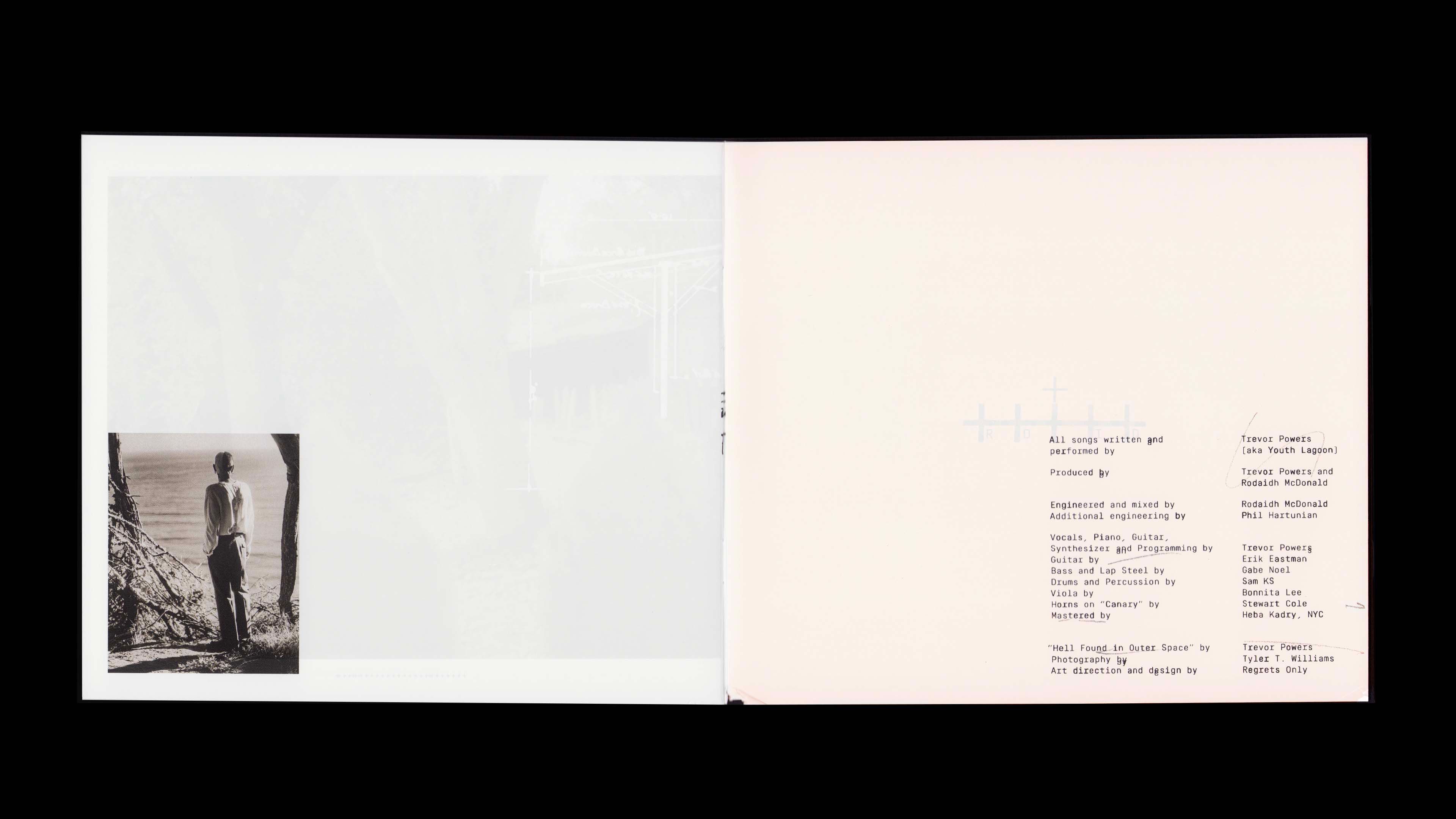Youth Lagoon RDID booklet credits: B&W portrait at water's edge, full credits two-column right