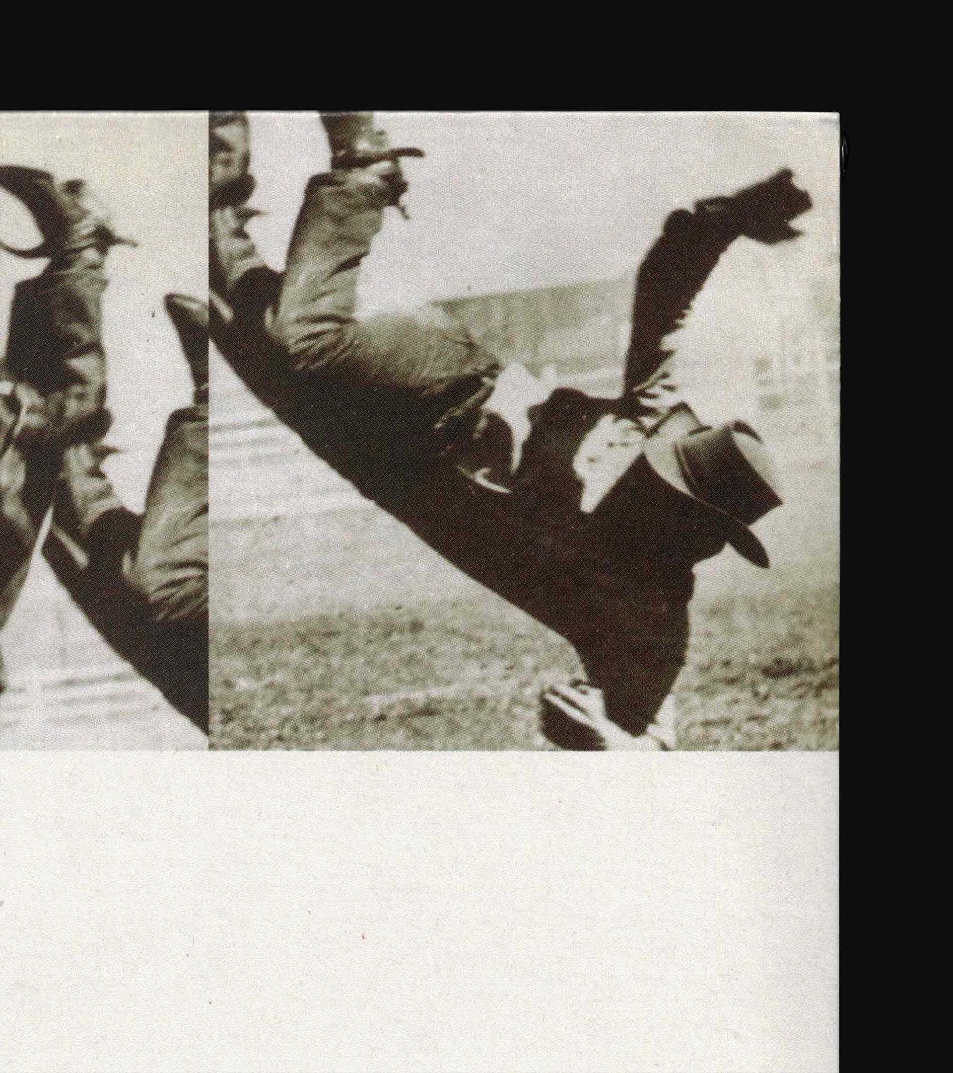 Youth Lagoon 'Football' sleeve detail: B&W image details of rodeo rider thrown from bull
