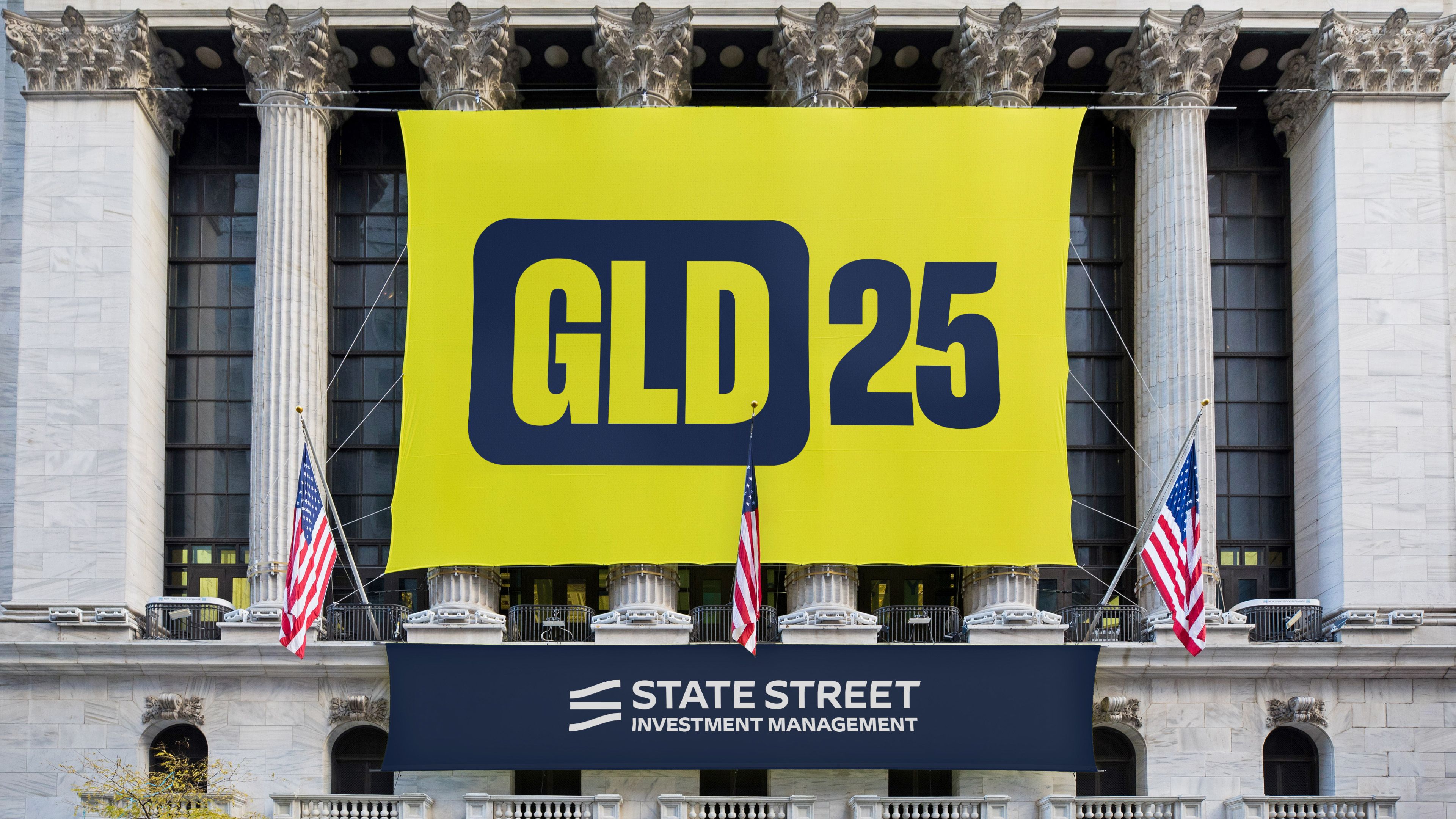 NYSE with GLD 25 State Street poster