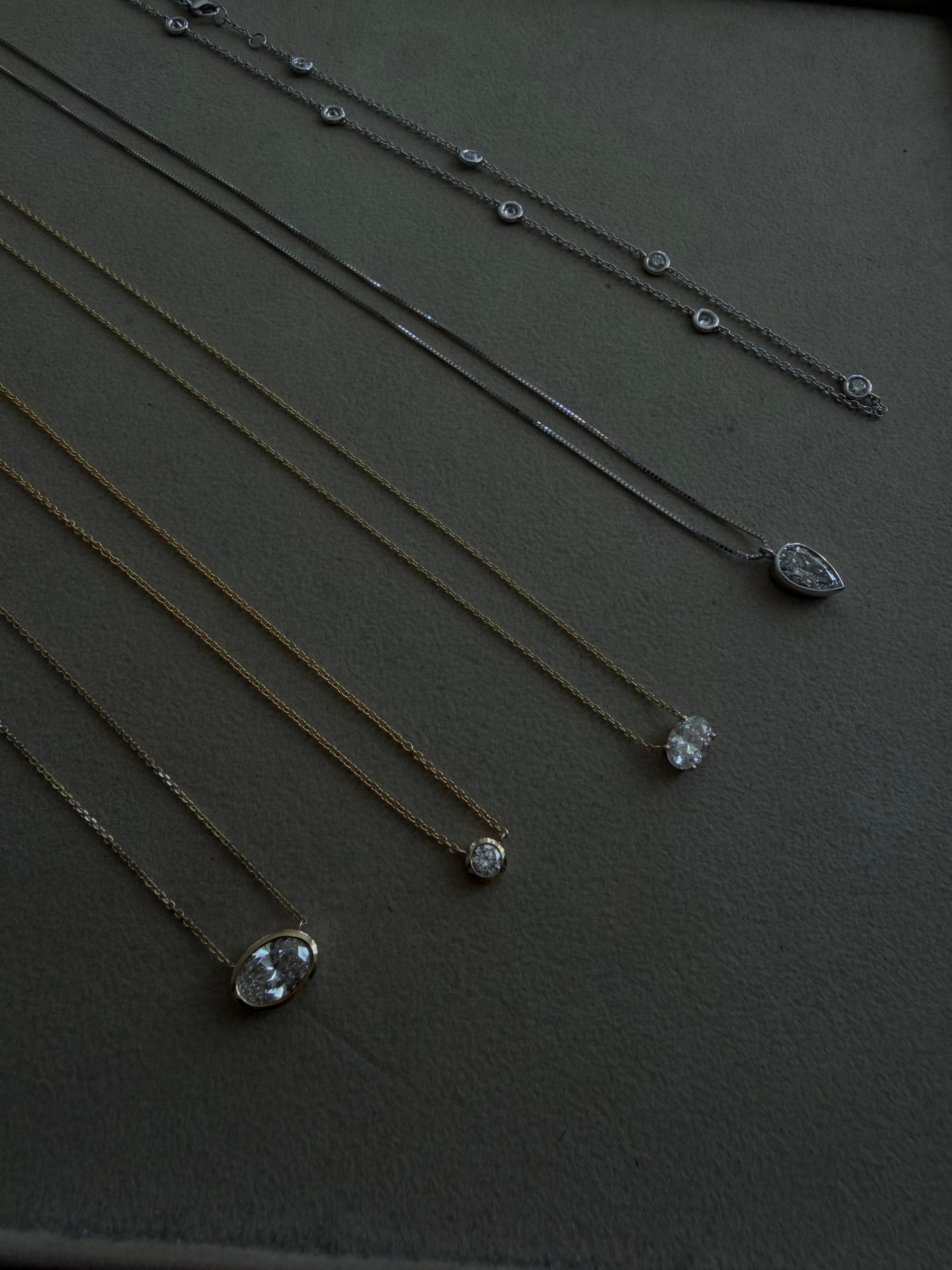 Inverted Pear Bezel Necklace