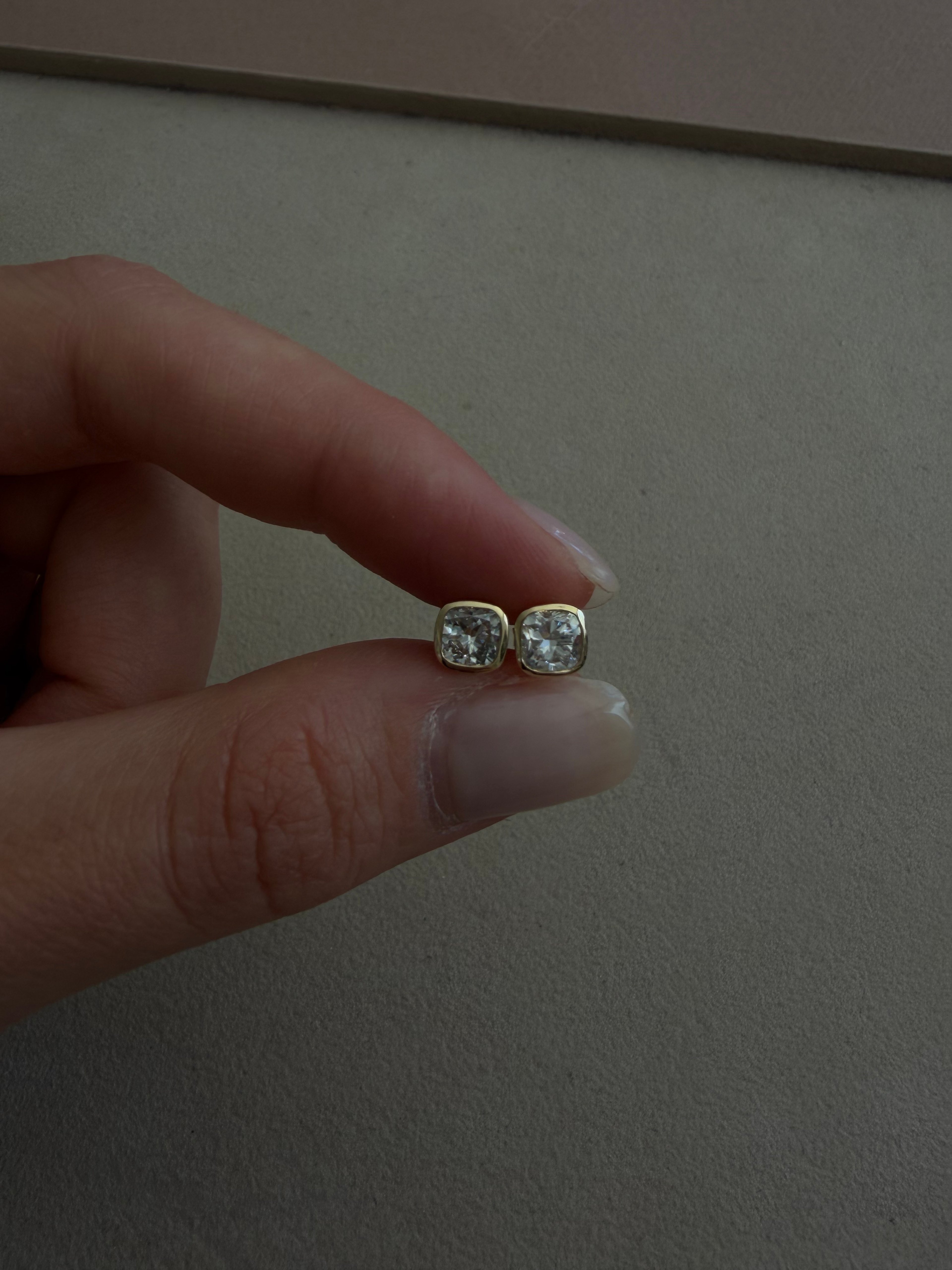 Cushion Bezel Stud Earrings