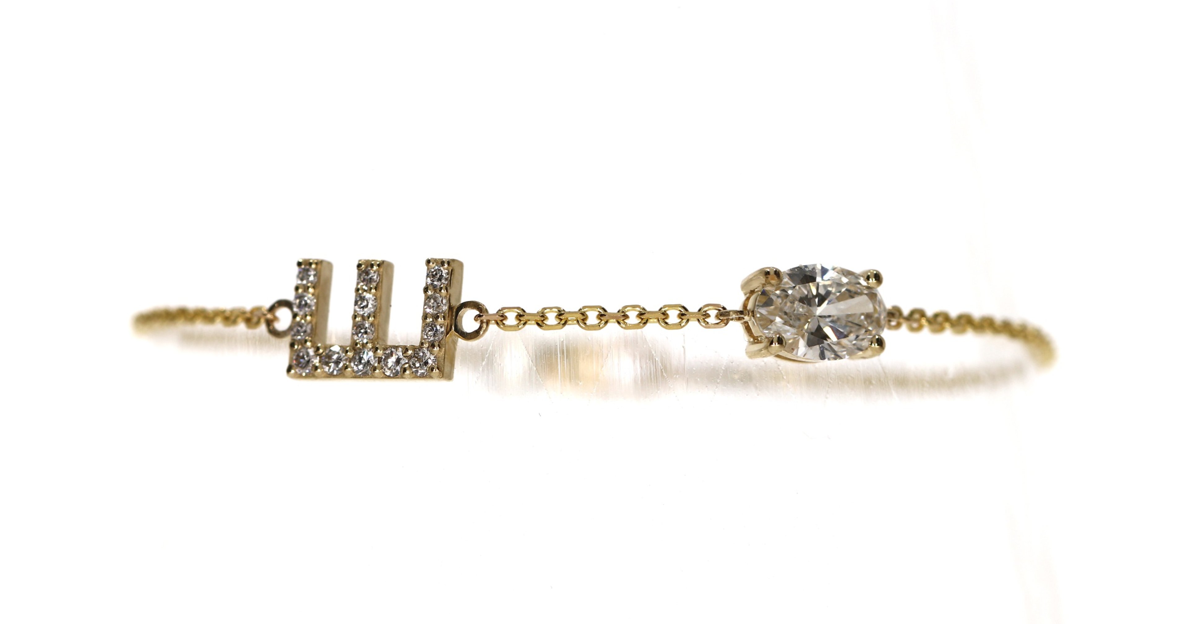 Initial & Oval Diamond Bracelet
