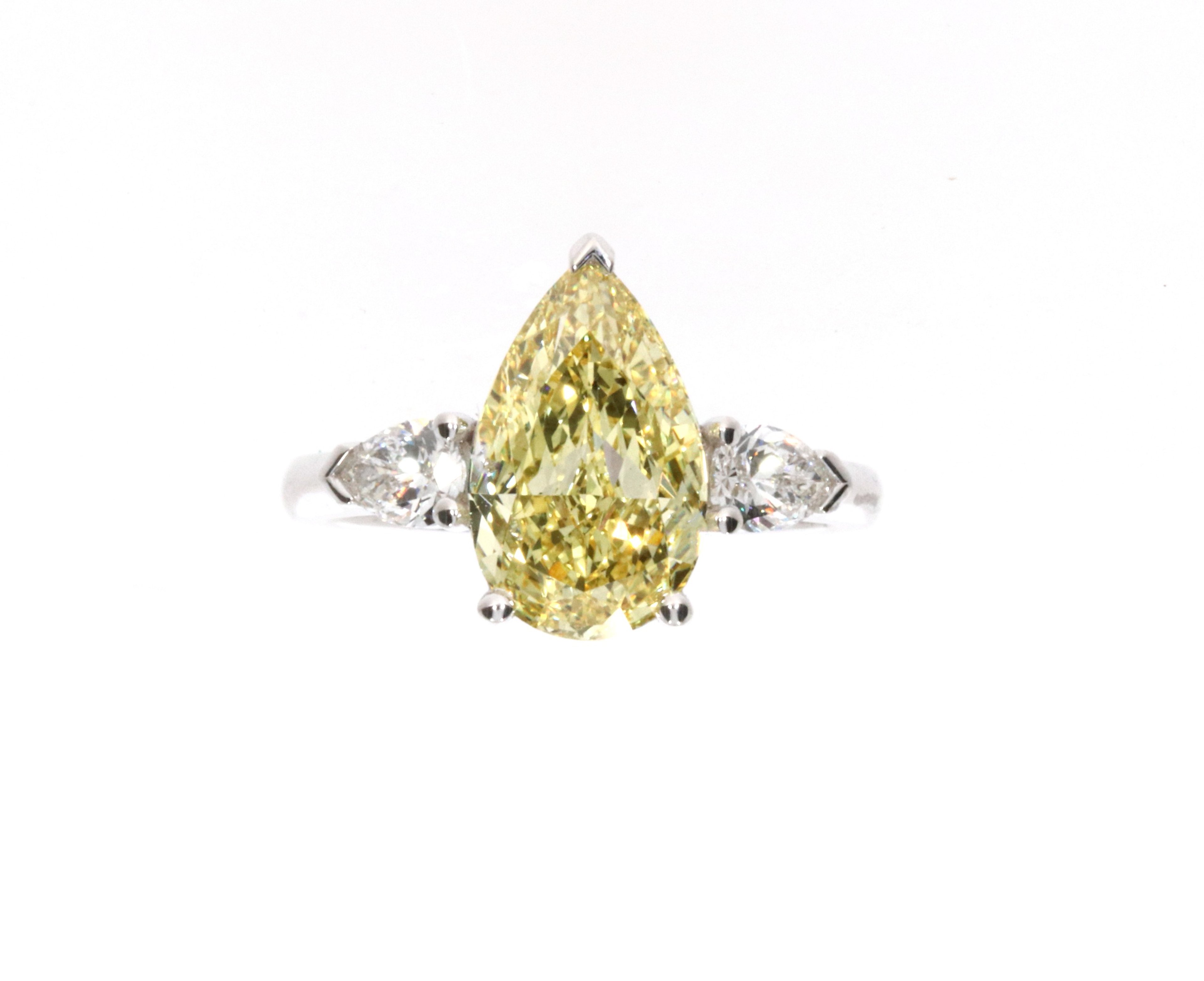 Yellow Pear Three-Stone Ring