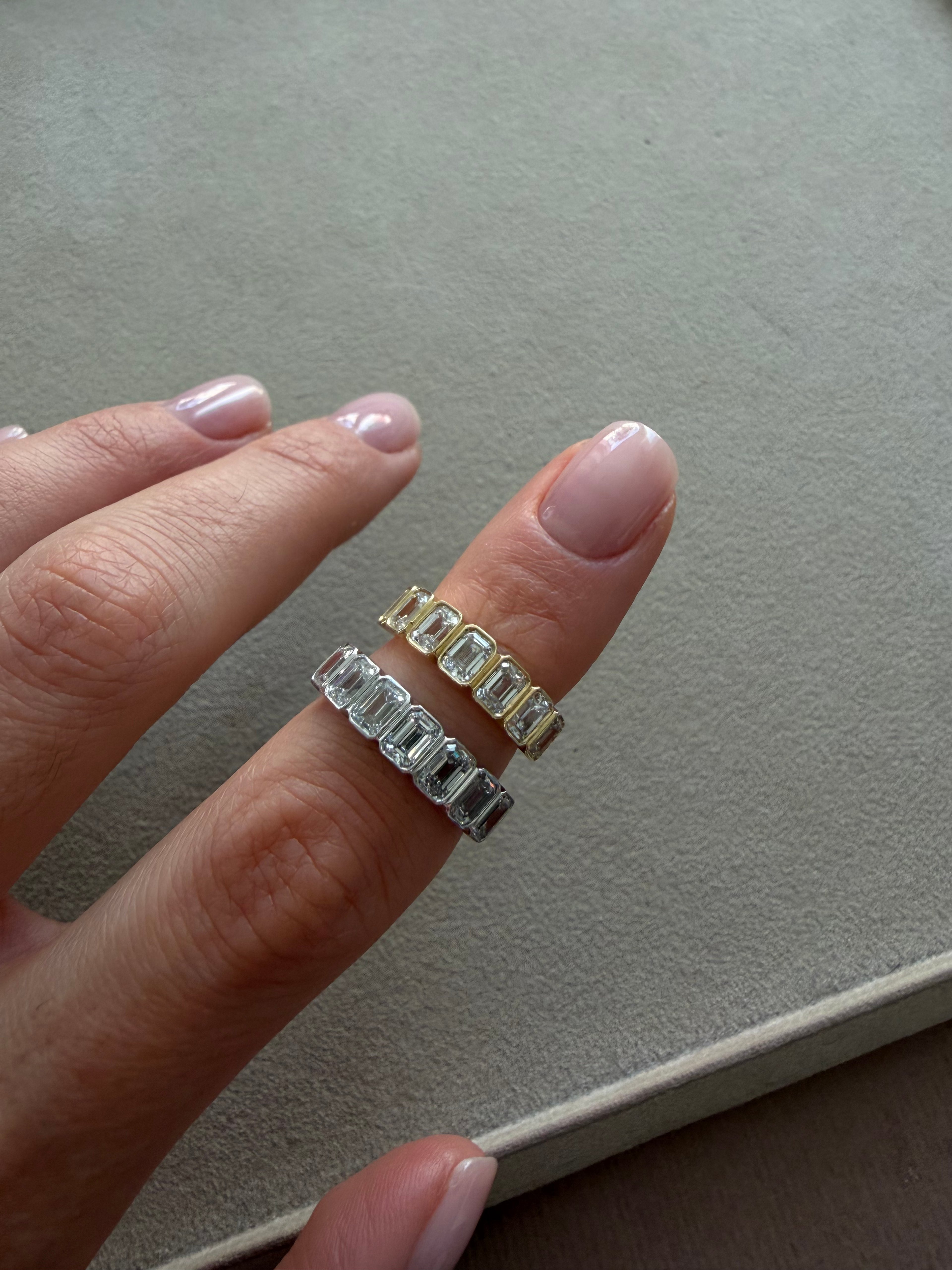 Emerald Half Eternity Bezel Band