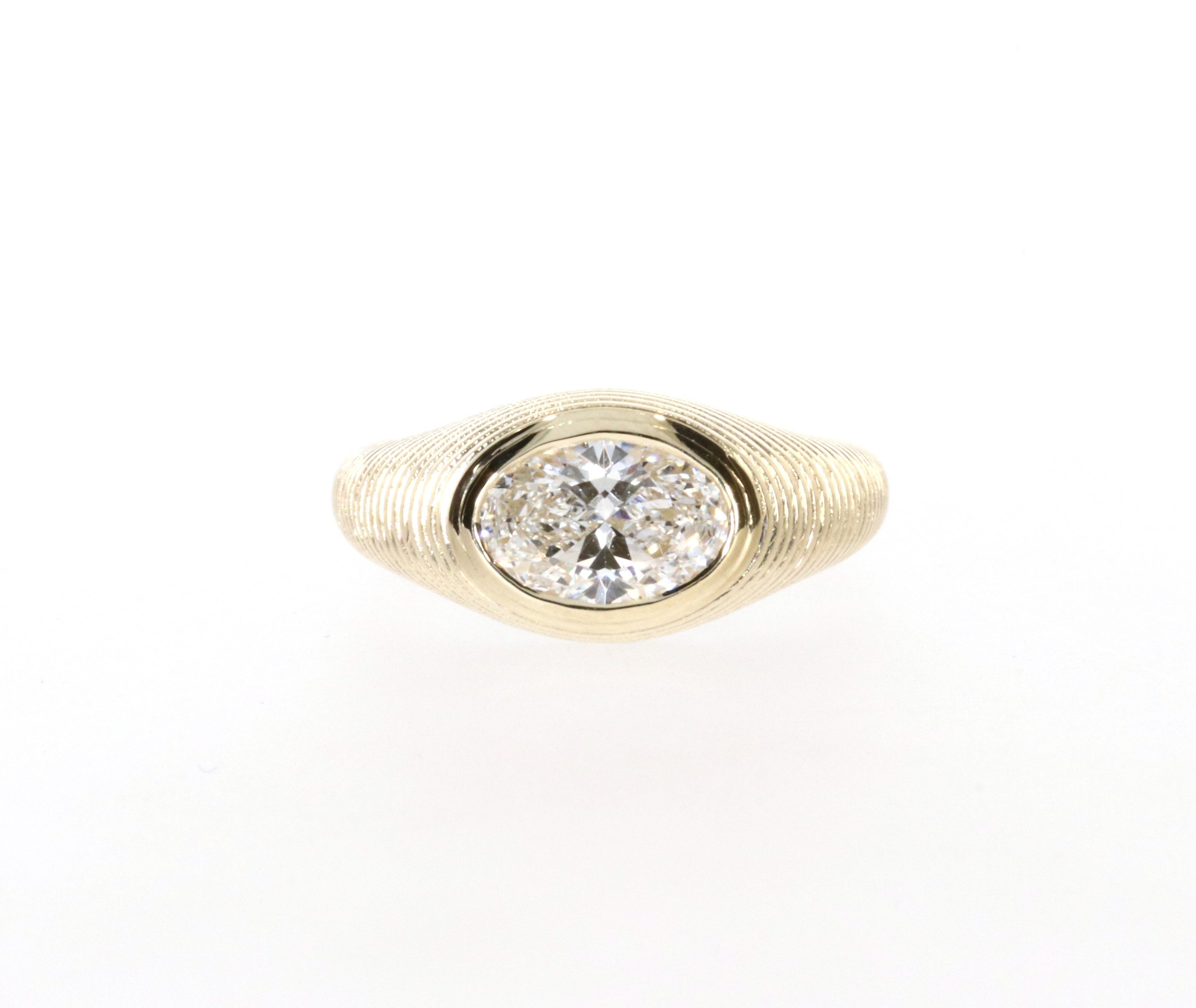 Textured Oval Bezel Ring