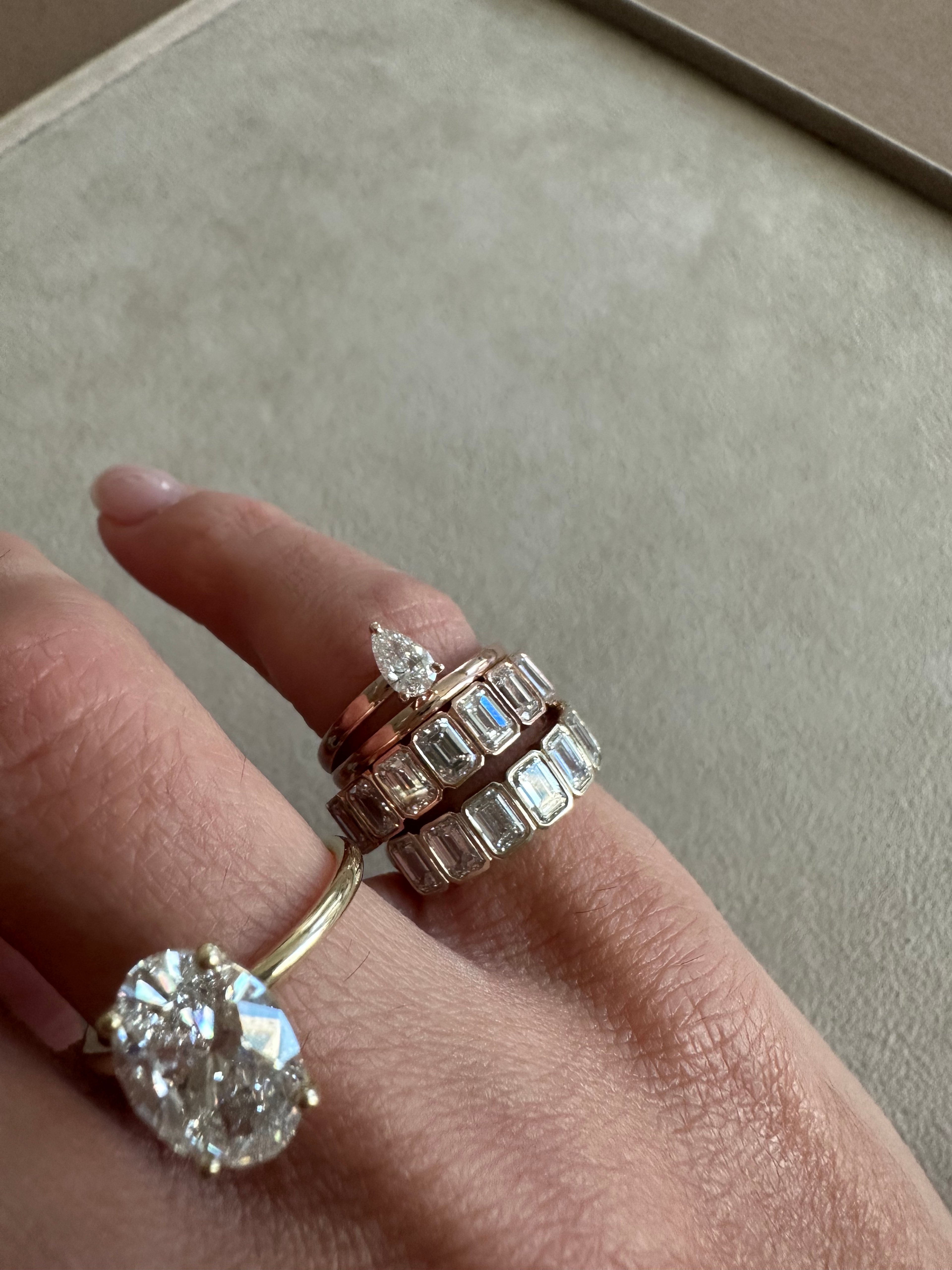 Emerald Half Eternity Bezel Band
