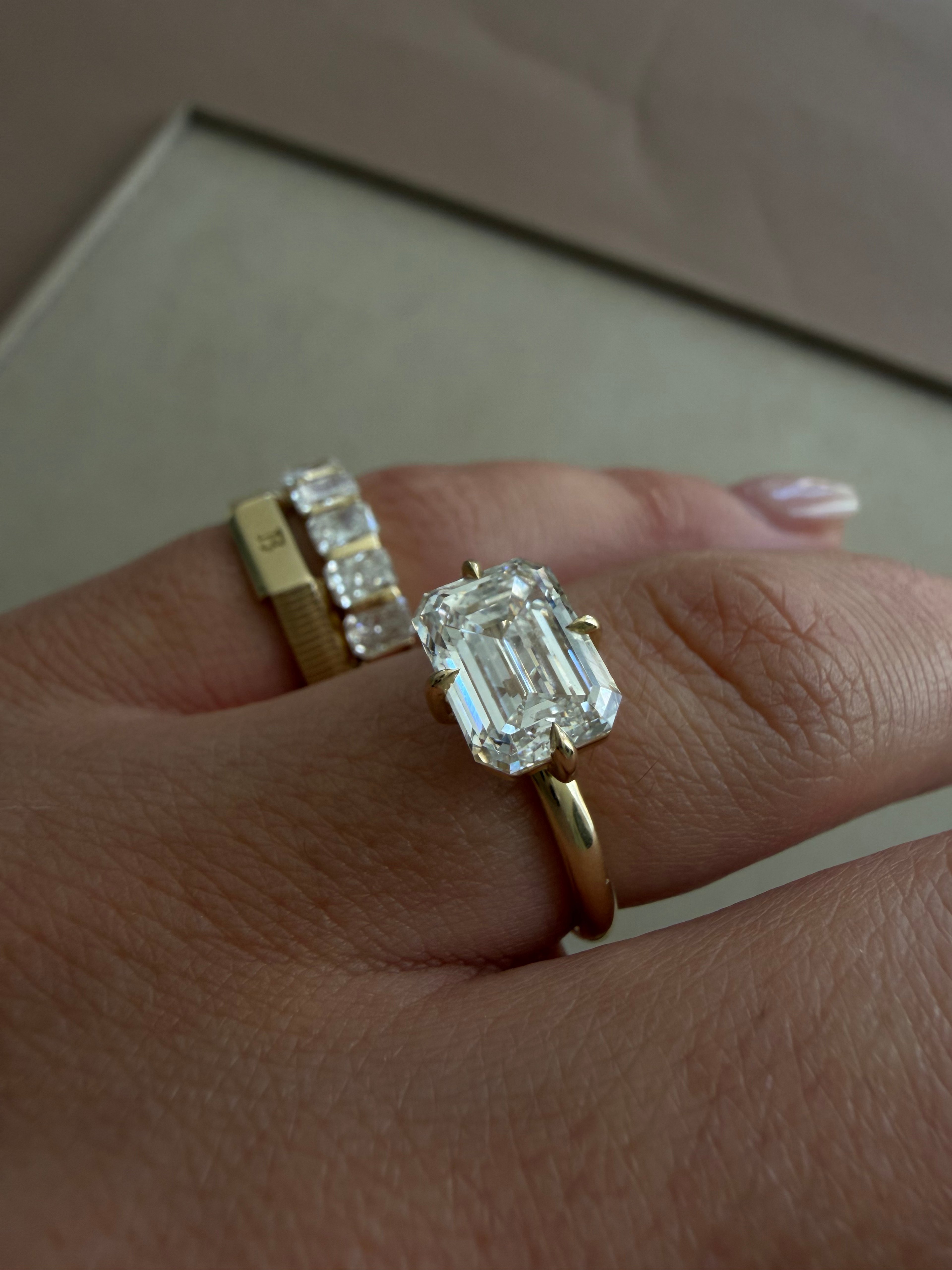 East-West Emerald Plus Ring