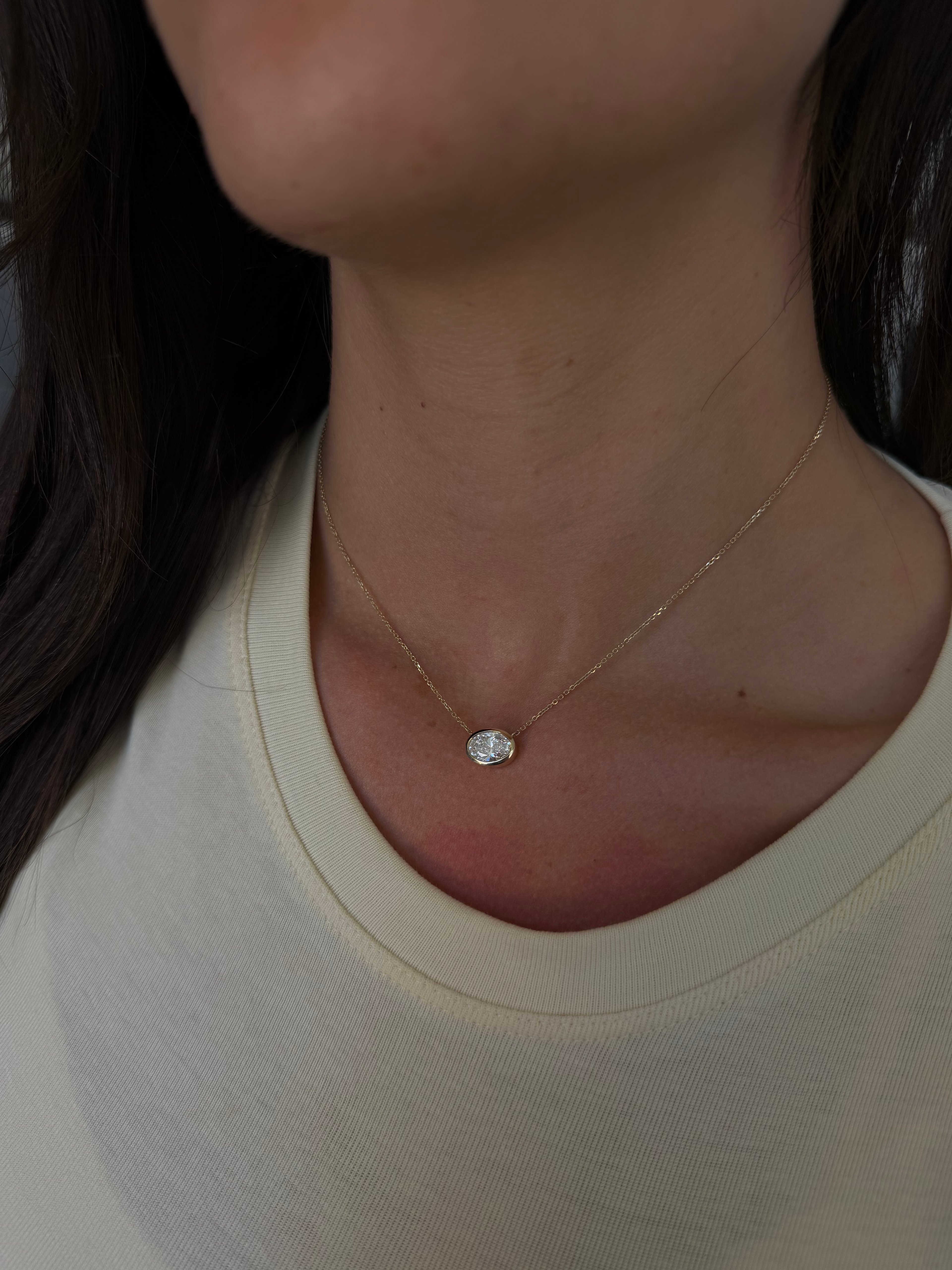 Oval Thick Bezel Necklace
