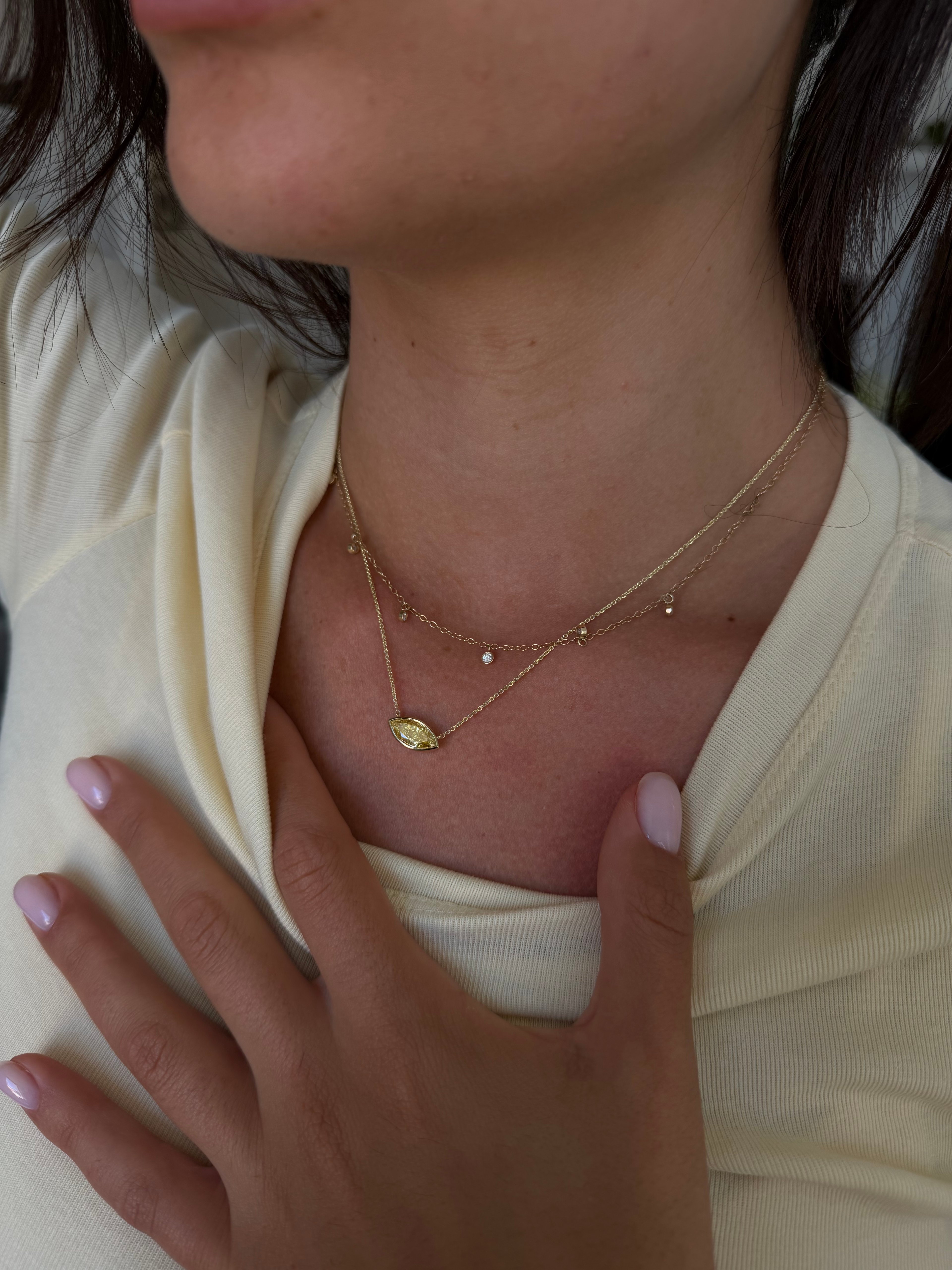 Fancy Yellow Marquise Necklace