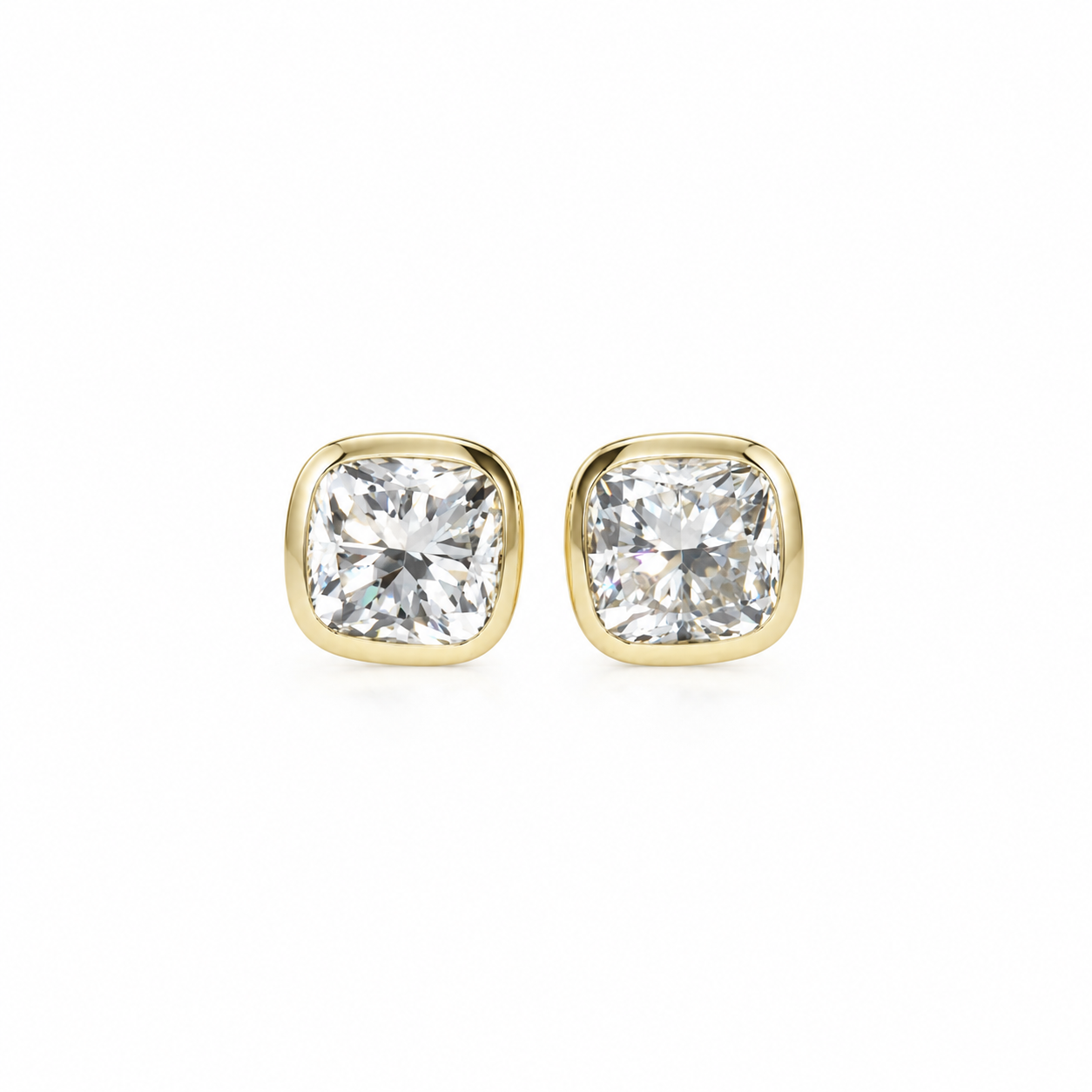 Cushion Bezel Stud Earrings