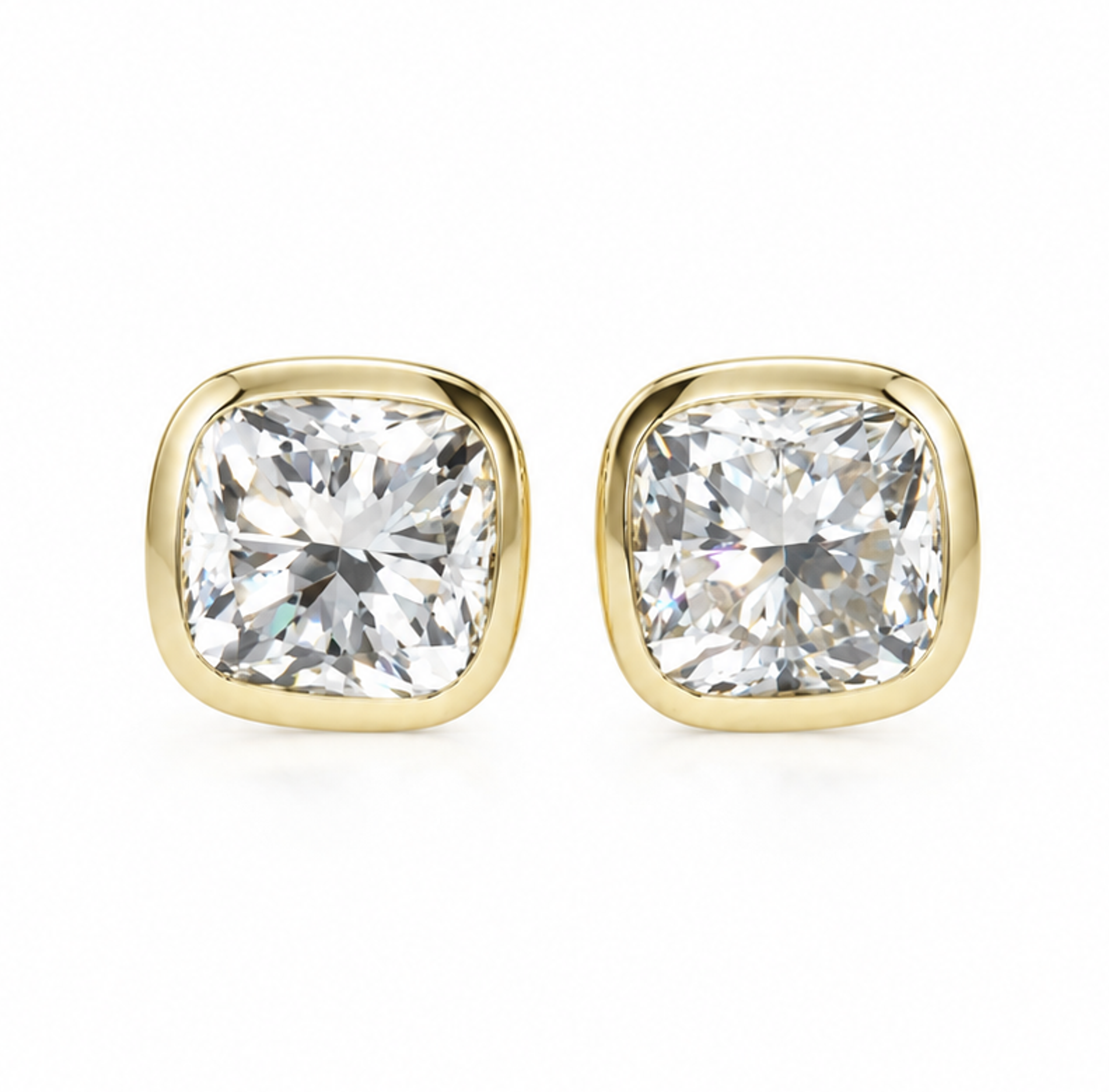 Cushion Bezel Stud Earrings
