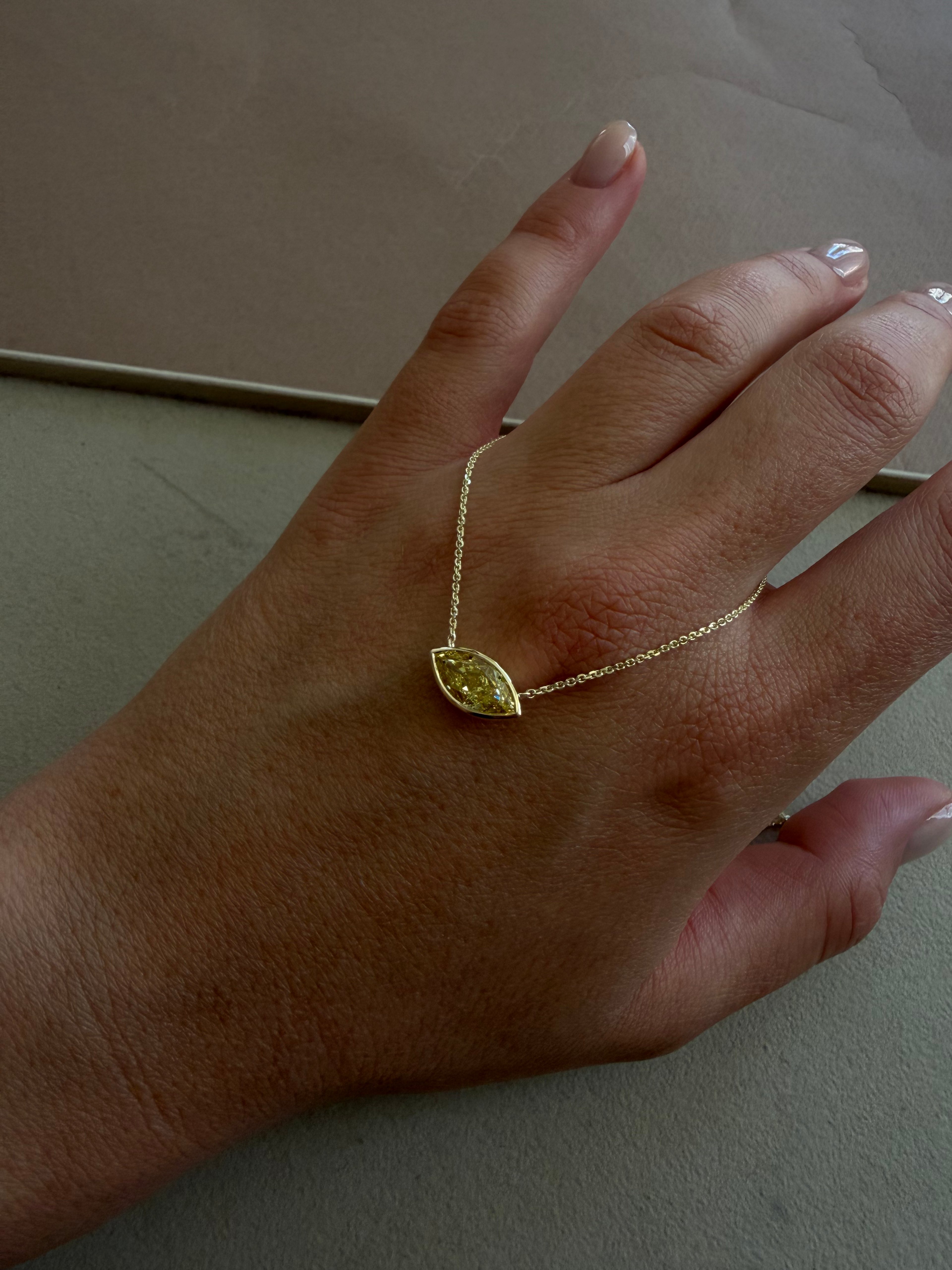 Fancy Yellow Marquise Necklace